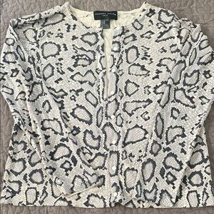 August Silk 100% silk Black/Cream/Grey Snake Print Cardigan